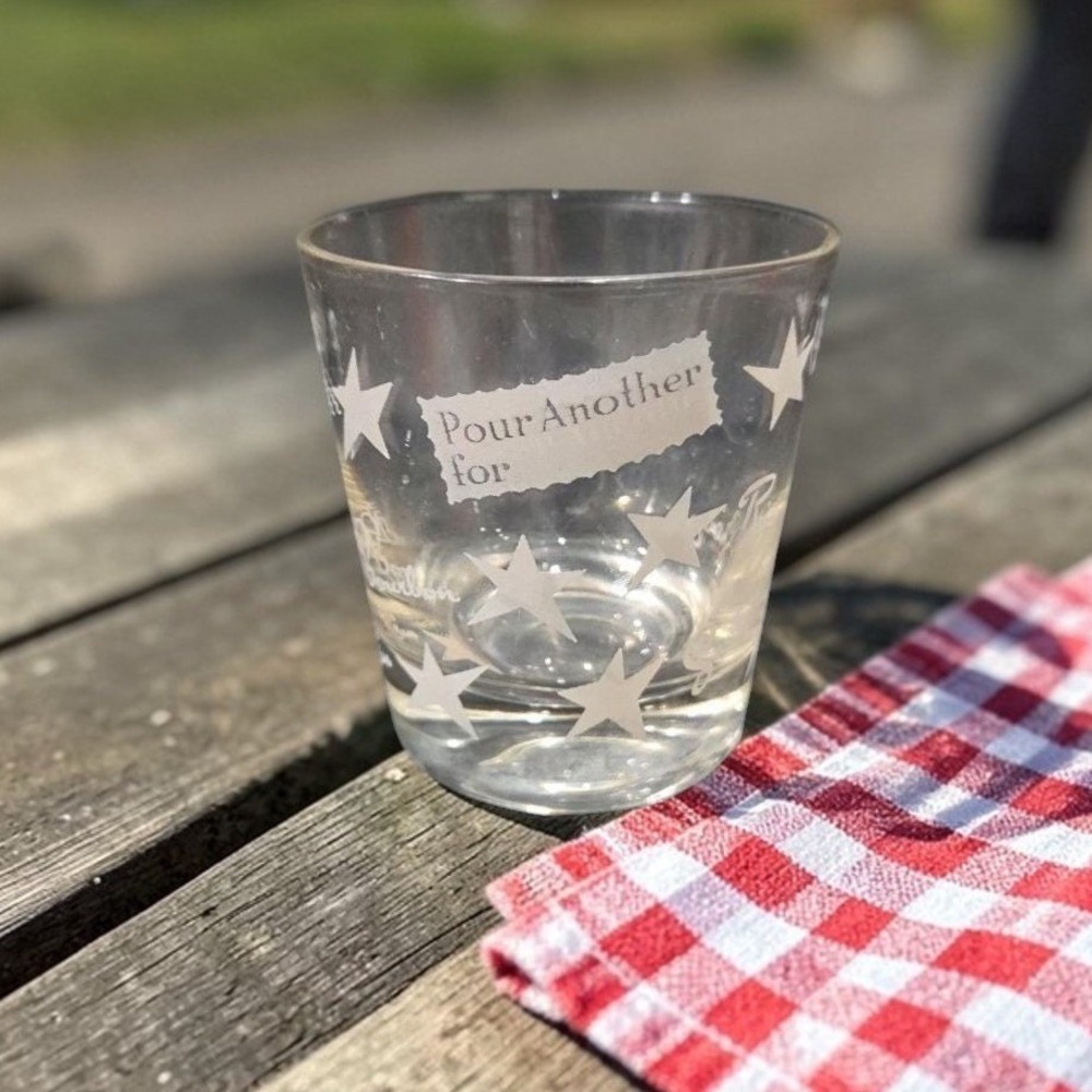 Libbey‎ Star Tumbler Whiskey Glass, "Pour Another For" Lettering, Replacement